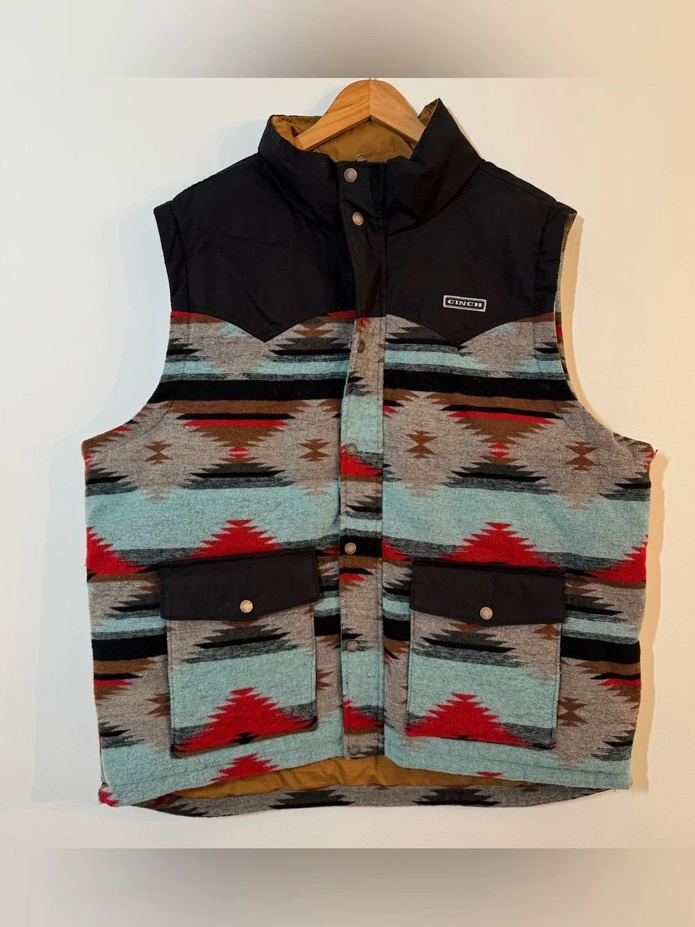Cinch Southwestern Aztec Print Western Puffer Vest Cowboy Outdoors Size XXL